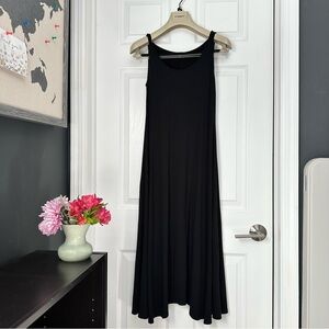 Eileen Fisher Petite Black Sleeveless Maxi Dress - Flowing Silhouette